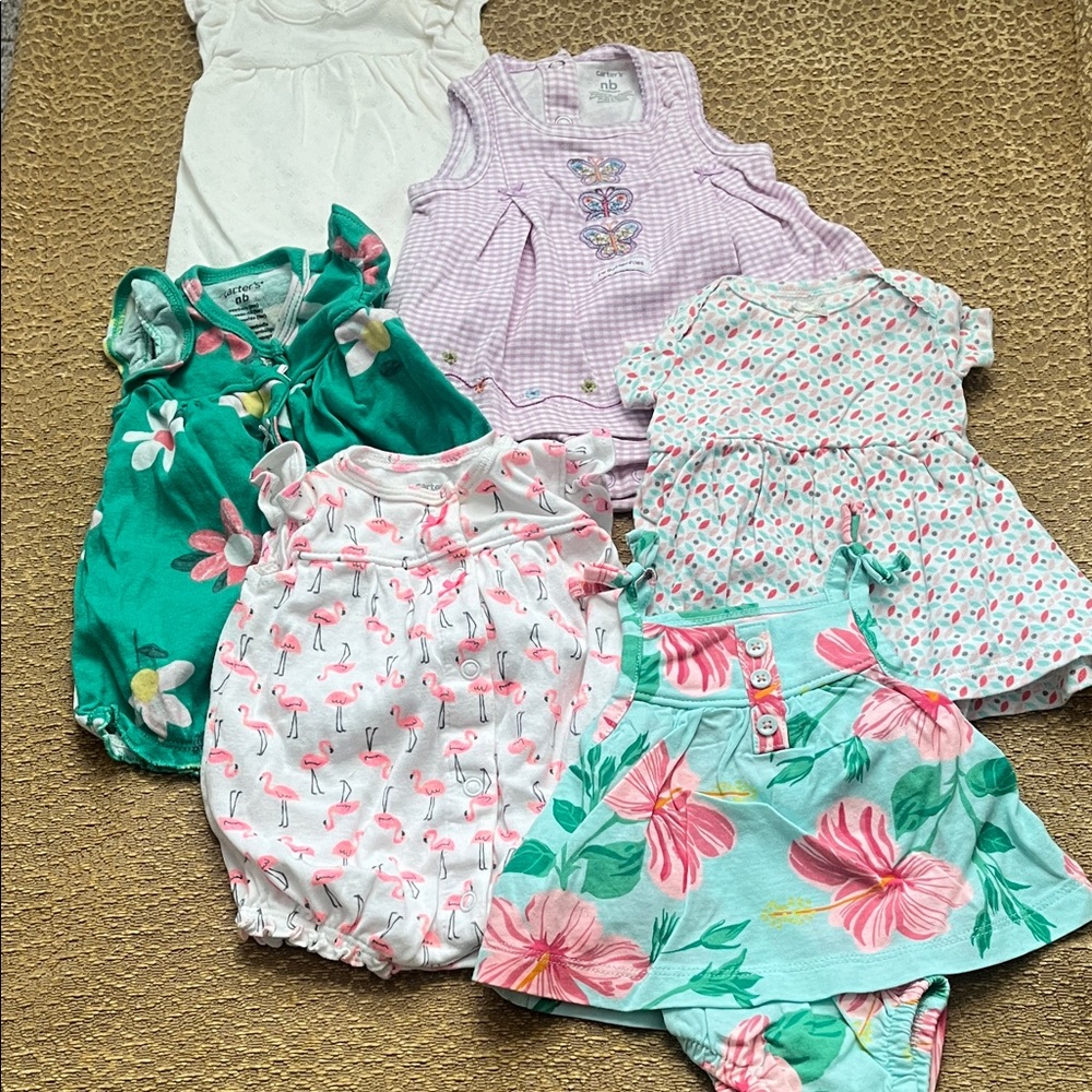 Colorful Kids Nuetral, Floral, Butterfly and Flamingo Outfit Bundle